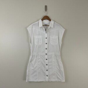 American Eagle White Button Front Utility Mini Dress Size Large